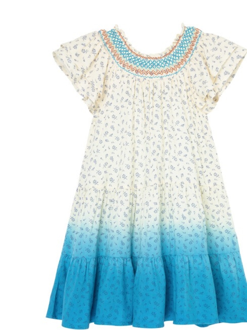 Peek • NWT Girls Blue Ombre Smocked Tiered Dress 4-5